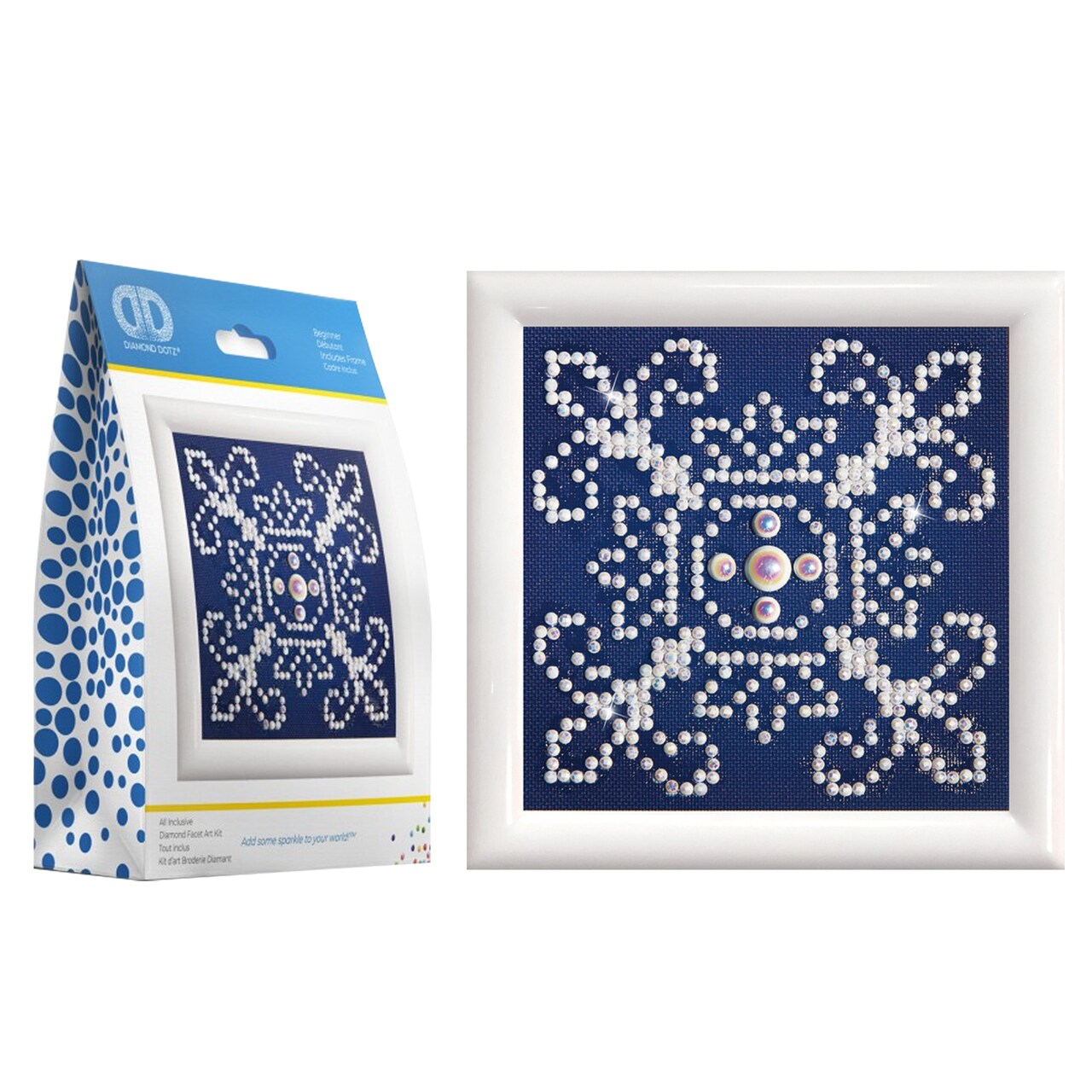 Diamond Dotz White on Blue Kit with Frame Pattern Diamond Painting Kits for Adults - Diamond Art Kits a Relaxing Creative Craft Kit with Dotz Gems 3.5x3.5